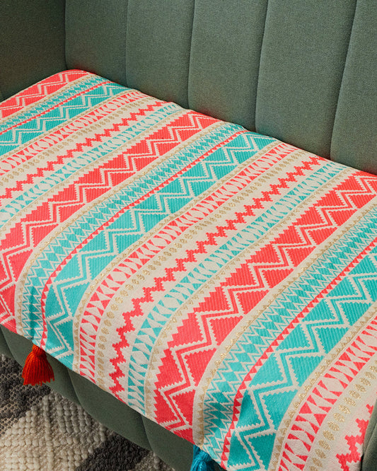 Sea green jacquard 2 seater sofa cover