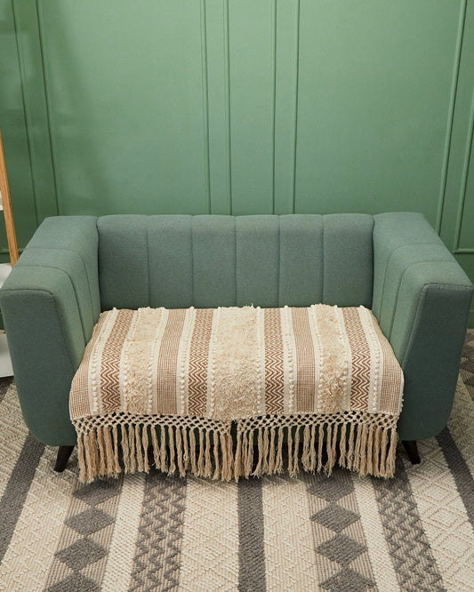 Lovely Beige 3 seater sofa cover with tassles