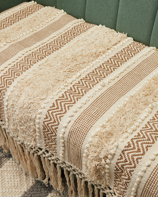 Lovely Beige 3 seater sofa cover with tassles