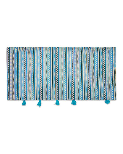 Blue jacquard 2 seater sofa cover