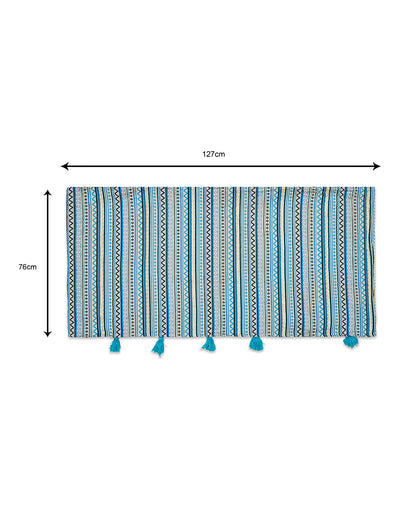 Blue jacquard 2 seater sofa cover