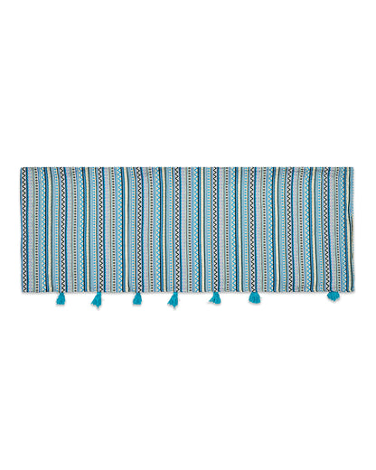 Blue jacquard 3 seater sofa cover