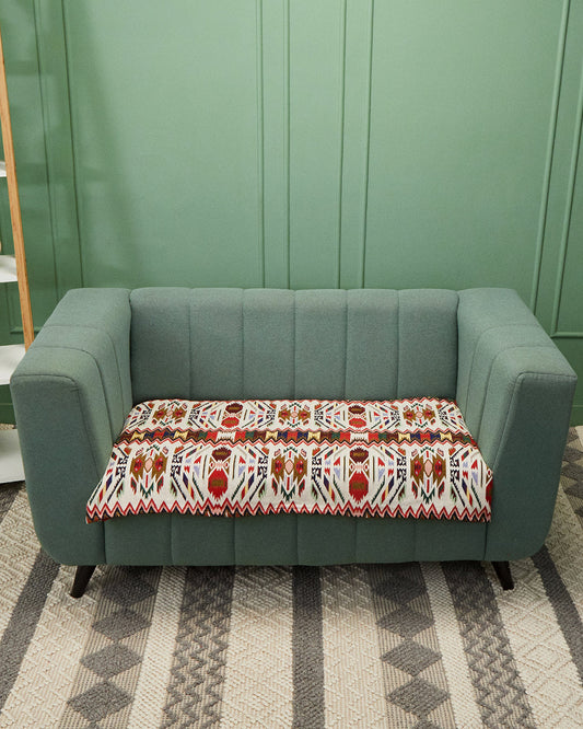 Moroccan pattern jacquard 2 seater sofa cover