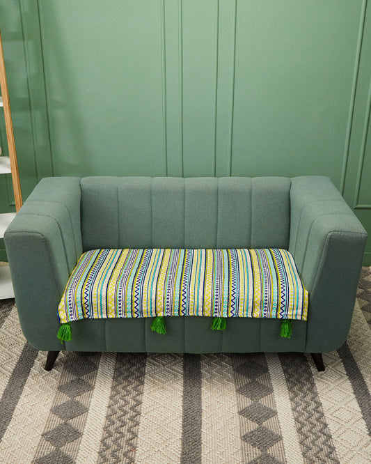 Green jacquard 2 seater sofa cover