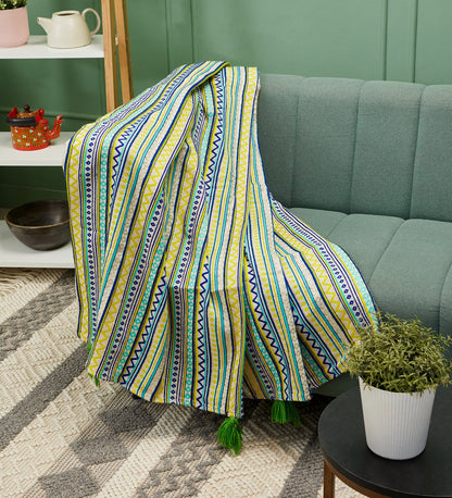Fresh Green yellow sofa throw blanket