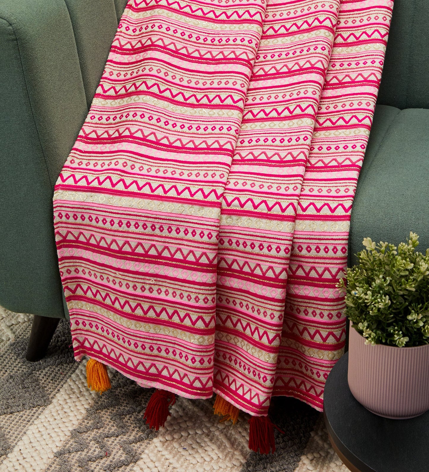 Artistic pink sofa throw blanket