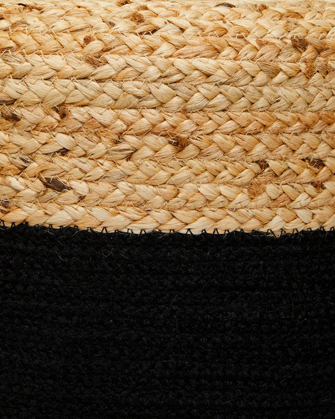 Jute & black cotton 4 legged wooden sitting stool/ottoman/muddha/pouffe