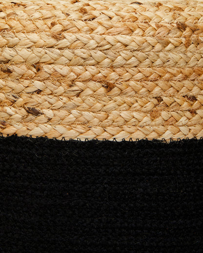 Jute & black cotton 4 legged wooden sitting stool/ottoman/muddha/pouffe