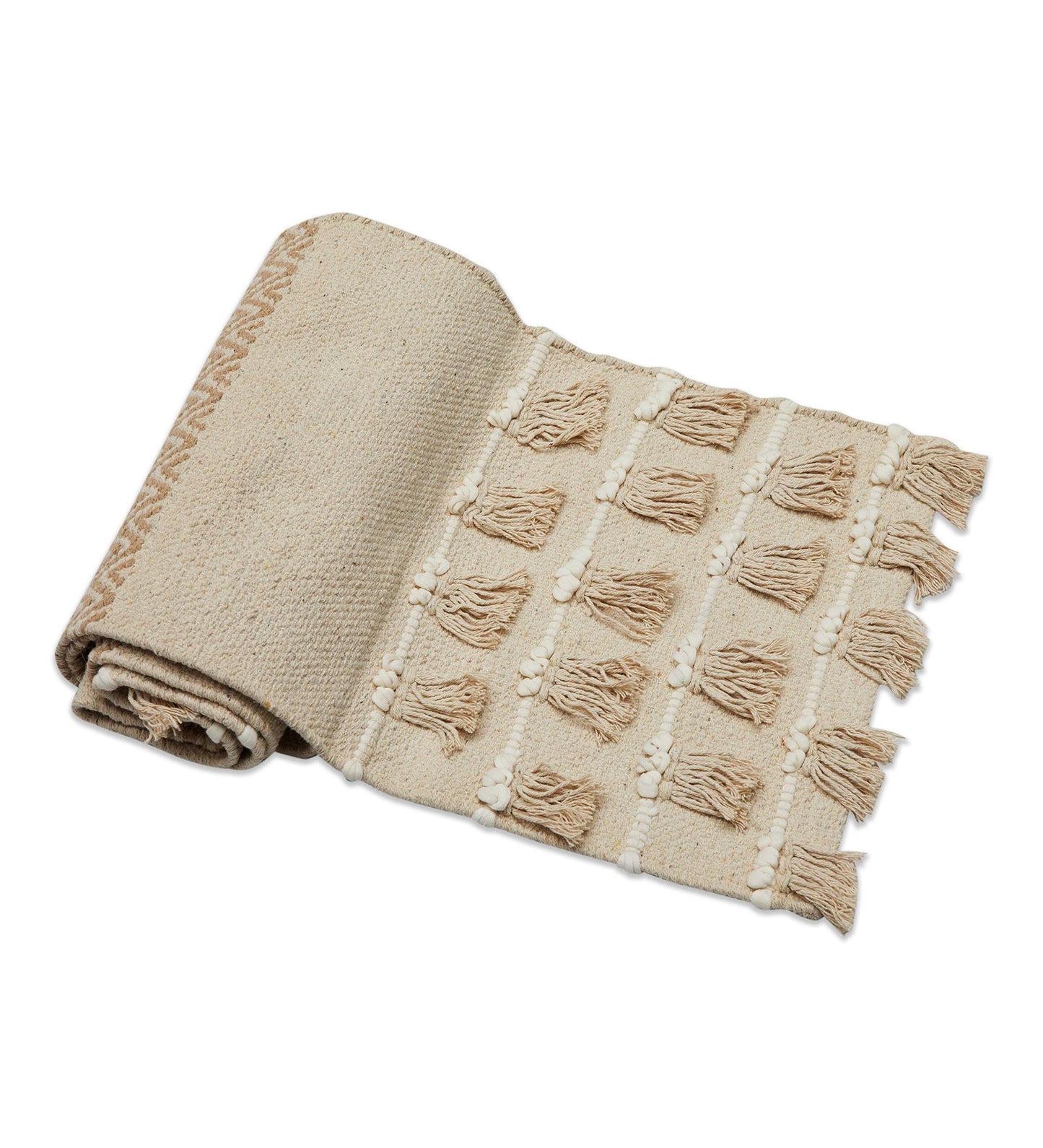 Tassled Beige Table Runner