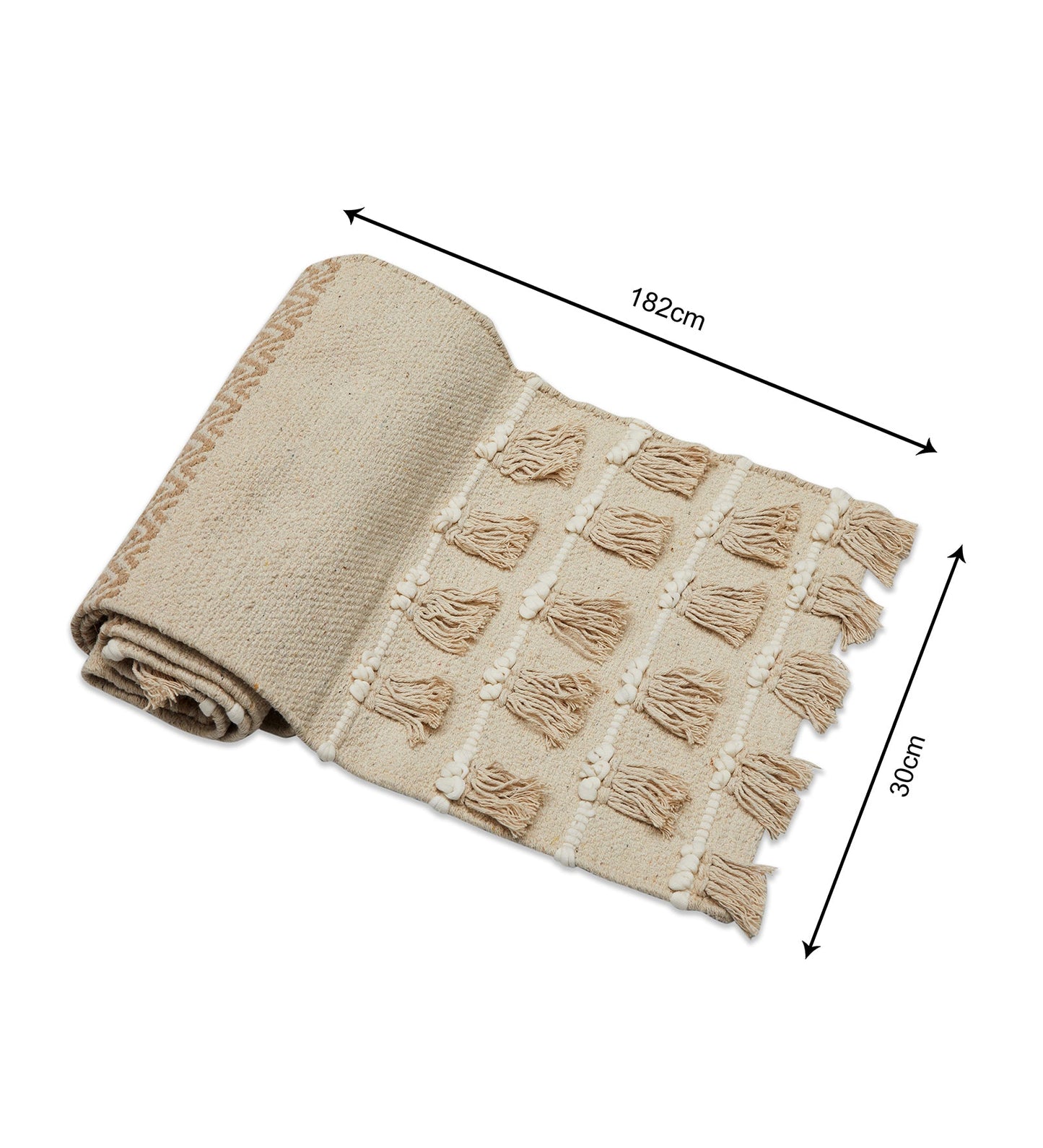 Tassled Beige Table Runner