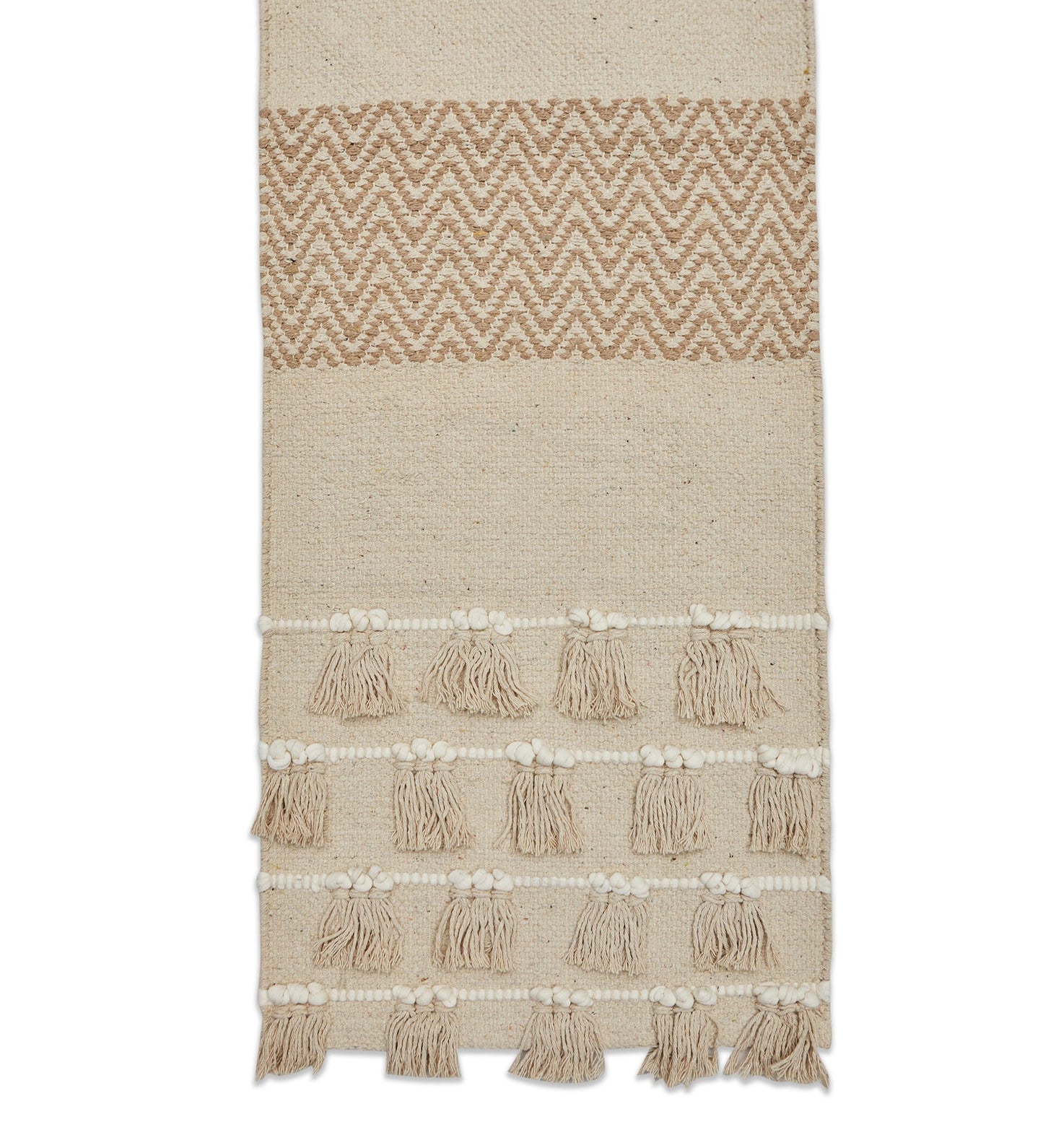 Tassled Beige Table Runner