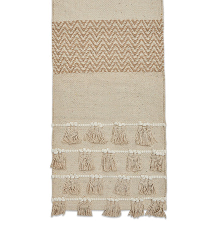 Tassled Beige Table Runner