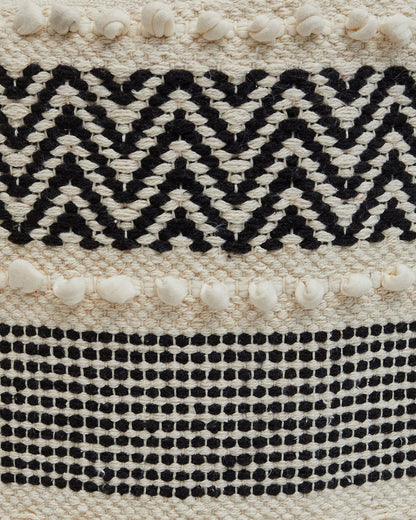 Trendy Beige & black bohemian 4 legged wooden sitting stool/ottoman/muddha/pouffe