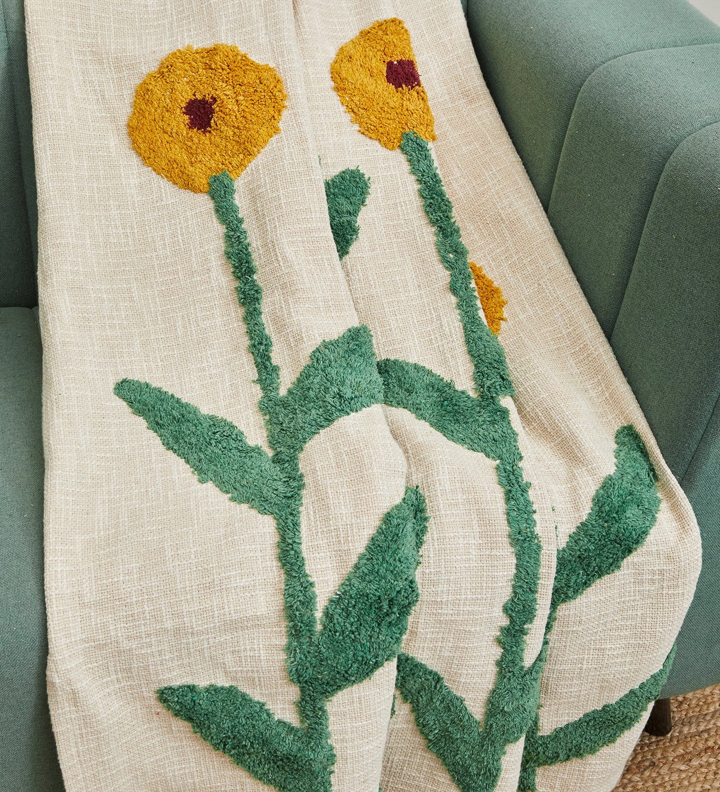 Sunflower throw blanket with tassle