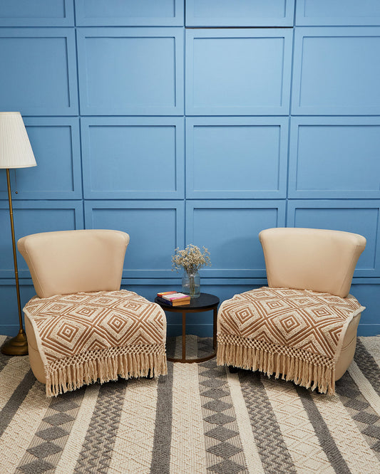 Geometrical Beige 1 seater sofa cover