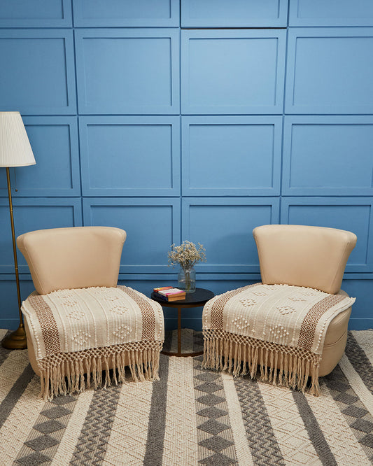 Pearl design 1 seater sofa cover with tassles