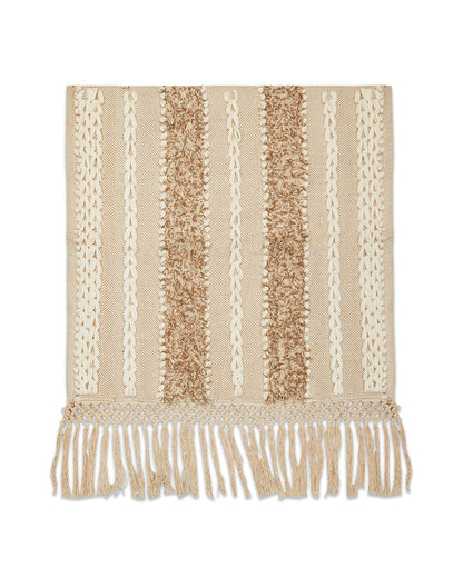Tufted Beige 1 seater sofa cover with tassles