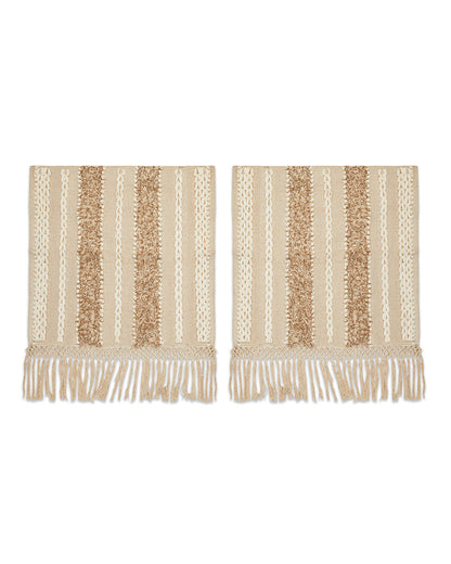 Tufted Beige 1 seater sofa cover with tassles