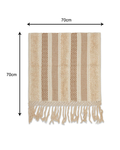 Lovely Beige 1 seater sofa cover with tassles