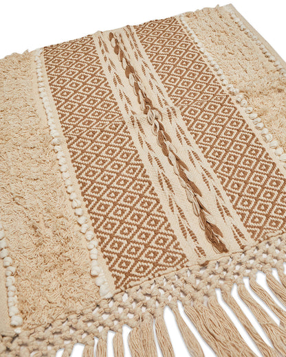 Braided Beige 1 seater sofa cover with tassles